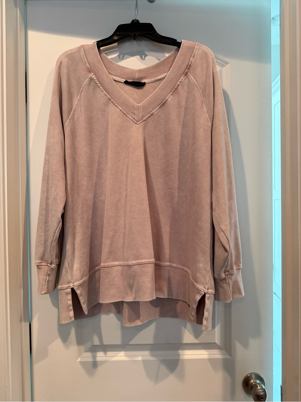 Jane and Delancey Washed Blush V‑Neck Pullover